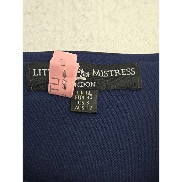 Midnight Blue Little Mistress London Highly Embellished Beaded Dress US 8 - Picture 5 of 9